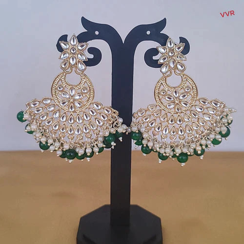 Darshana Jewels Gold Plated Kundan Dangler Earrings