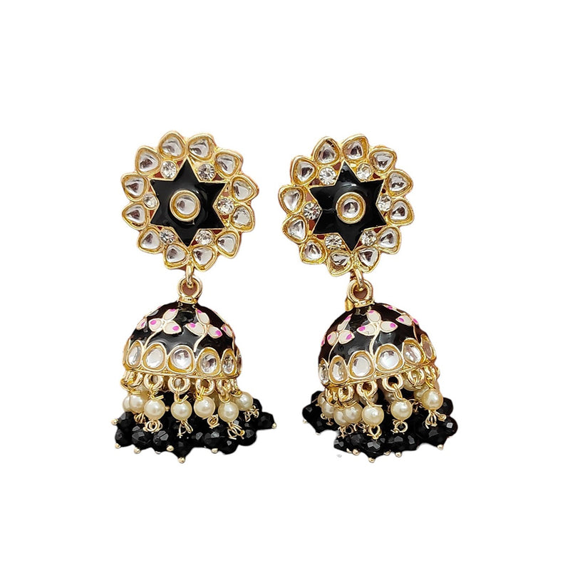 Lalso Lifestyle Gold Plated Bollywood Style Big Size Meenakari Kundan Jhumka Earrings