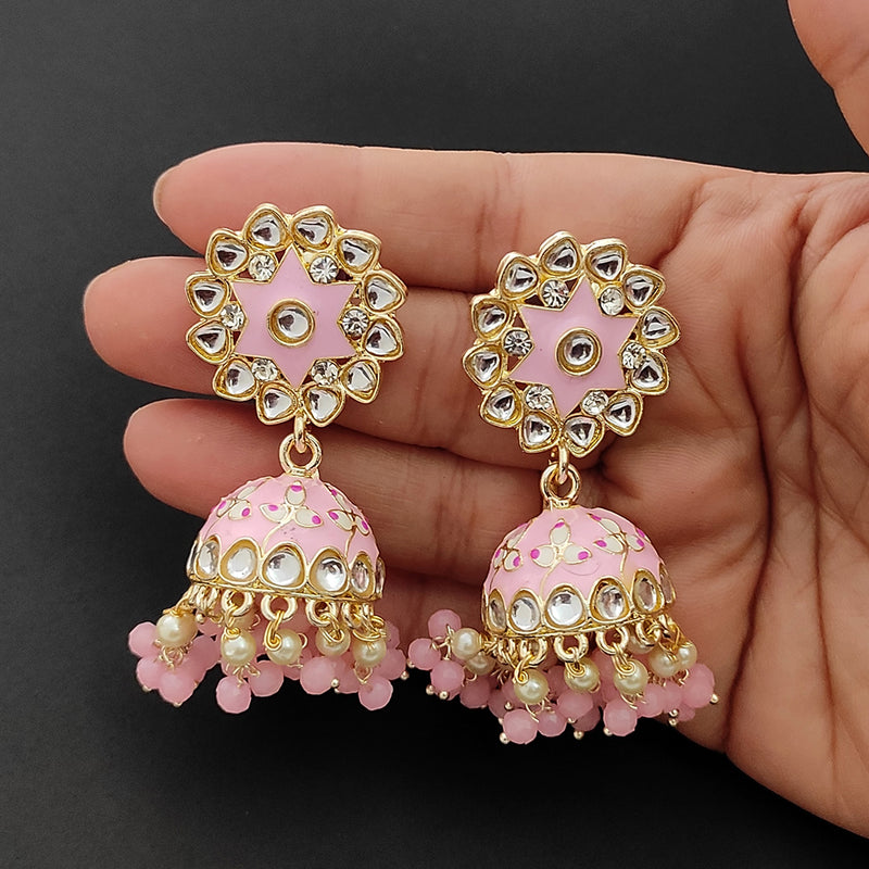 Lalso Lifestyle Gold Plated Bollywood Style Big Size Meenakari Kundan Jhumka Earrings