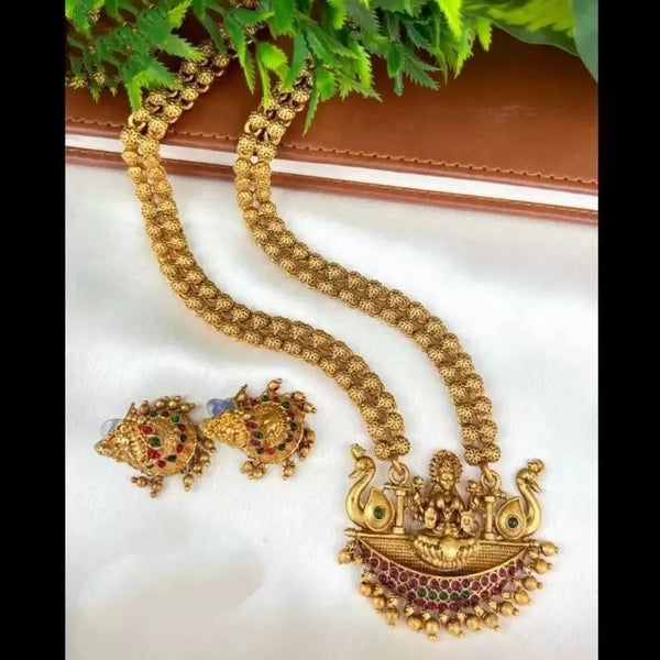 Alyesha Copper Gold Plated Long Necklace Set