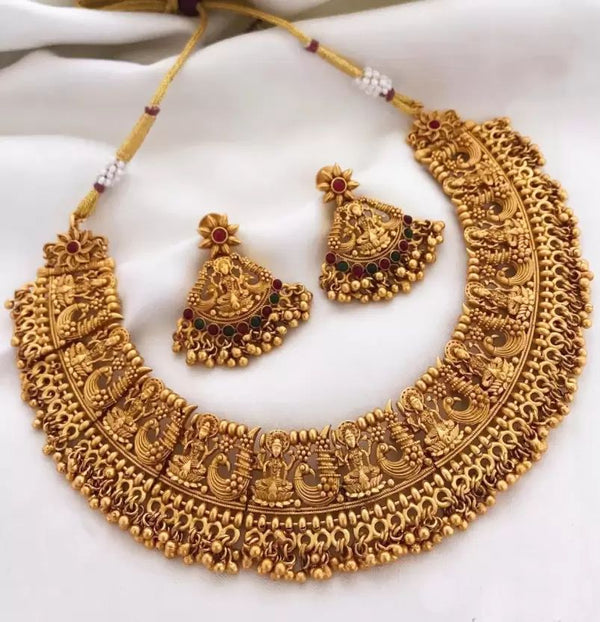 Alyesha Copper Gold Plated Temple Necklace Set