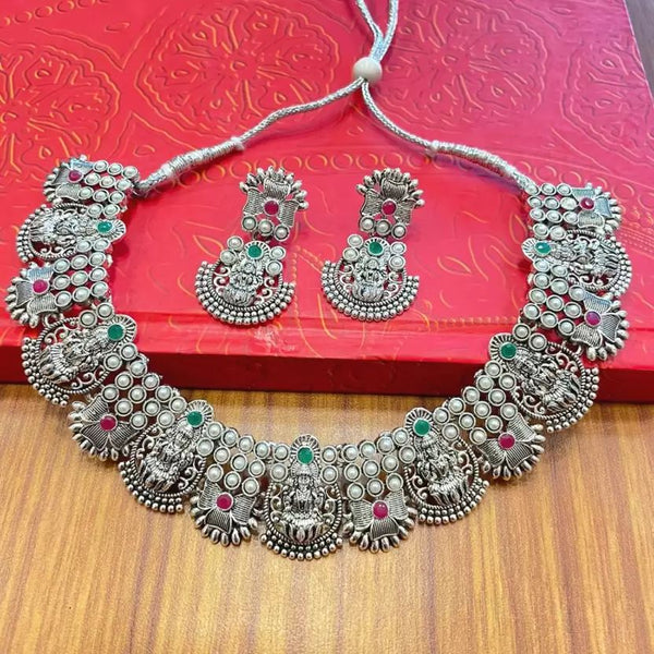 Alyesha Oxidised Plated Necklace Set