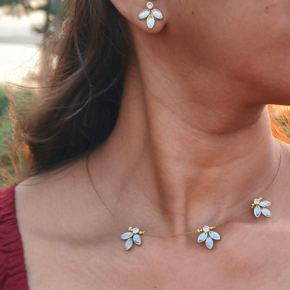 Locketto Jewellery  Elegant Kundan Stone Invisible Necklace Set