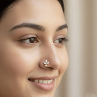 Locketto White Minimal Kundan Stone Press-On Nose Pin