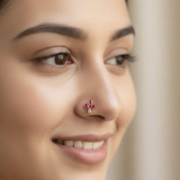 Locketto Pink Minimal Kundan Stone Press-On Nose Pin