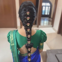 Locketto Royal Lotus Design Green Pink Meenakari Pearl U Pin