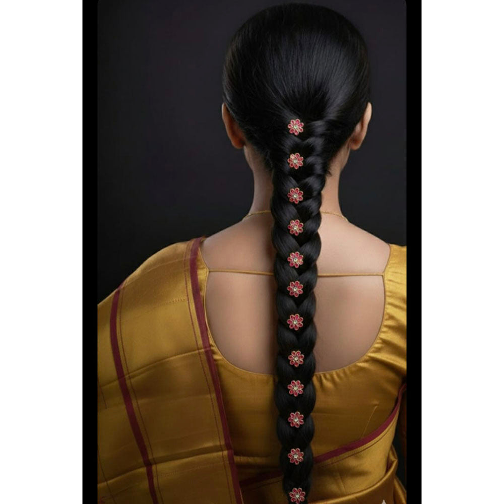 Locketto Jewellery  Lightweight Pink Flower Pota Stone U Pin