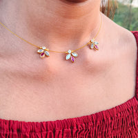 Locketto Pink And White kundan Stone Invisible Necklace