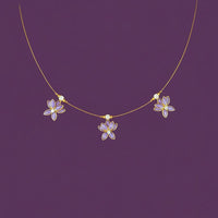 Locketto Purple Kundan Stone Invisible Necklace