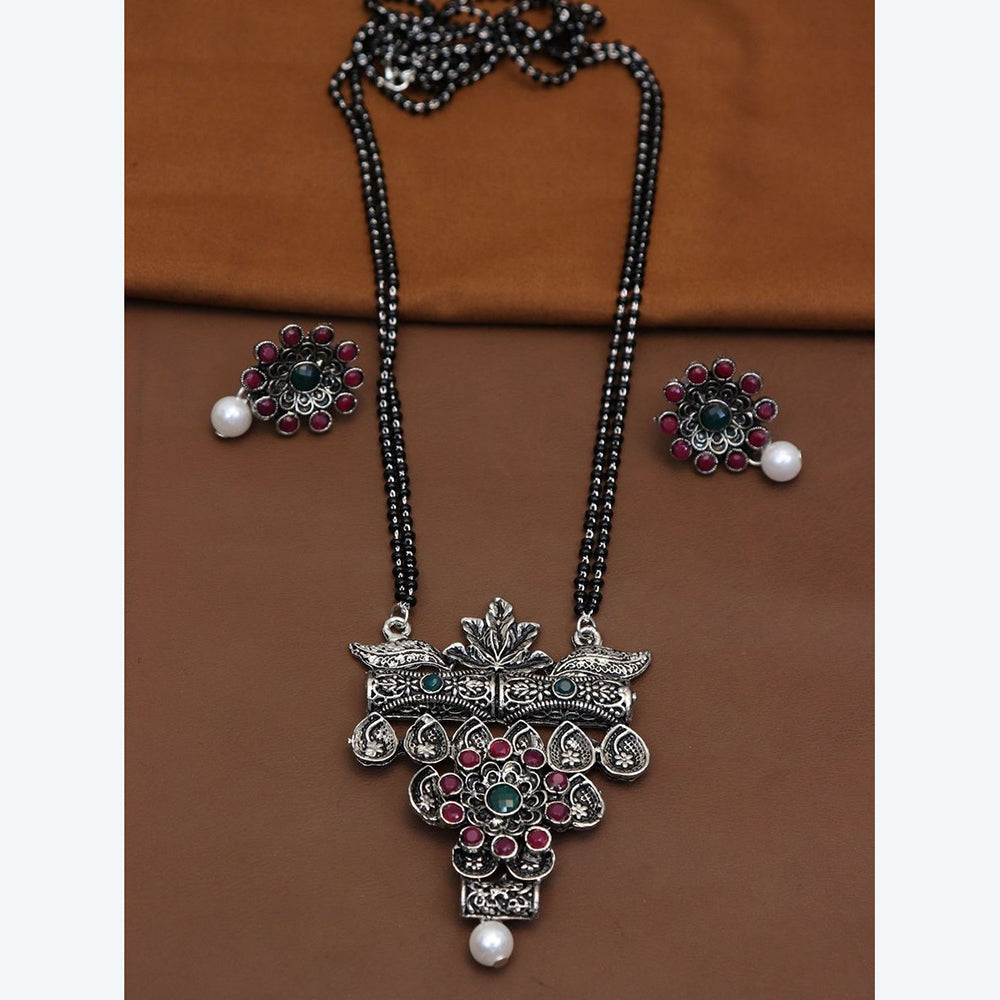 HR Sales Oxidised Plated Traditional Pota Stone Mangalsutra