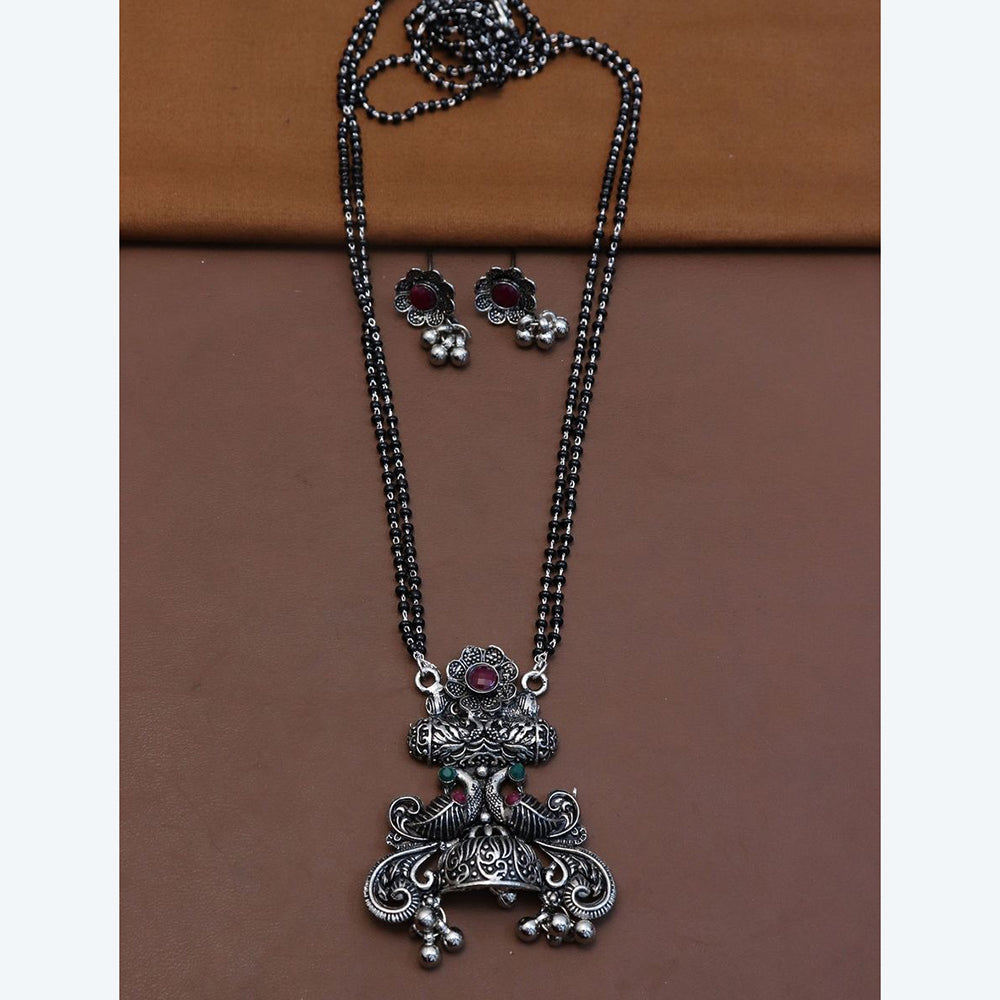 HR Sales Oxidised Plated Traditional Pota Stone Mangalsutra