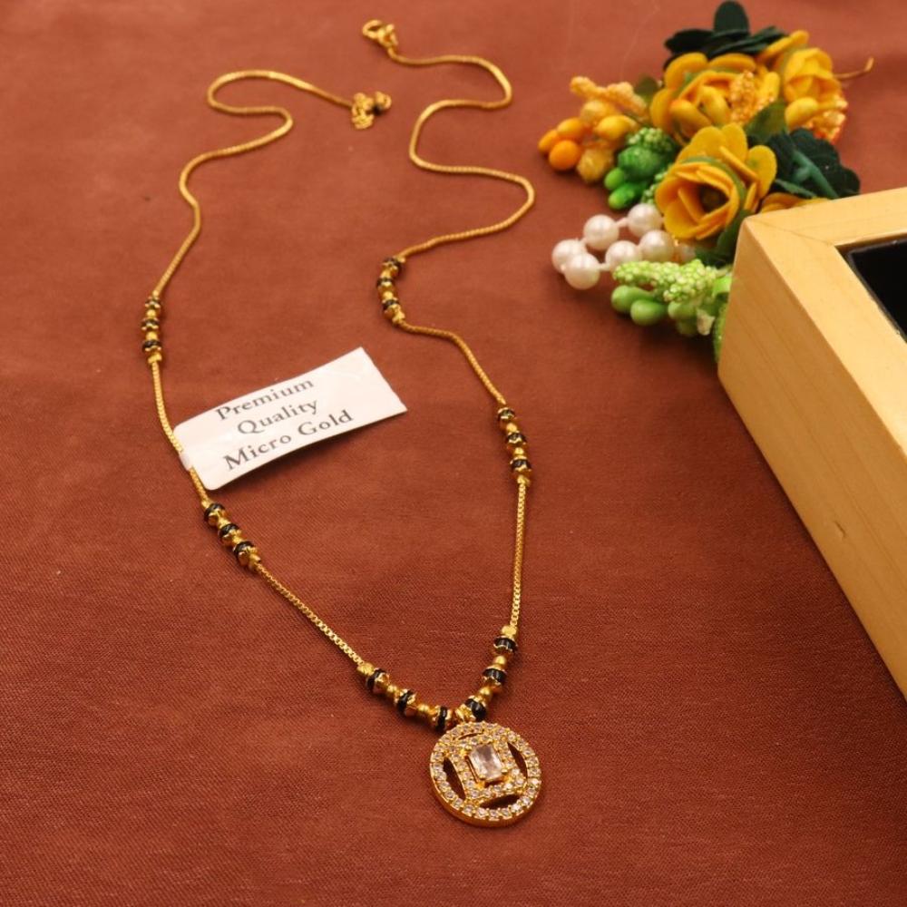 HR Sales Premium Quality Micro Gold Austrian And Black Beads Mangalsutra