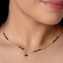 HR Sales Premium Quality Micro Gold Austrian And Black Beads Mangalsutra