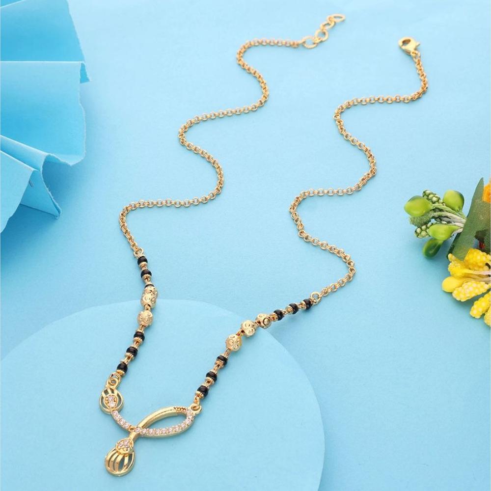 HR Sales Premium Quality Micro Gold Austrian And Black Beads Mangalsutra