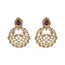Etnico Gold Plated Traditional Design Stone Work Choker Necklace Jewellery Set With Chandbali Earring & Maang Tikka For Women/Girls (M4170FLWi)