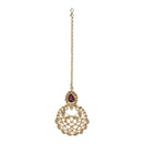 Etnico Gold Plated Traditional Design Stone Work Choker Necklace Jewellery Set With Chandbali Earring & Maang Tikka For Women/Girls (M4170FLWi)