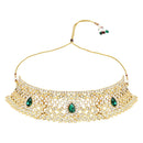 Etnico Gold Plated Traditional Design Stone Work Choker Necklace Jewellery Set With Chandbali Earring & Maang Tikka For Women/Girls (M4170WG)