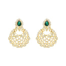 Etnico Gold Plated Traditional Design Stone Work Choker Necklace Jewellery Set With Chandbali Earring & Maang Tikka For Women/Girls (M4170WG)