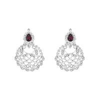 Etnico Silver Plated Traditional Design Stone Work Choker Necklace Jewellery Set With Chandbali Earring & Maang Tikka For Women/Girls (M4170ZWi)