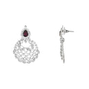 Etnico Silver Plated Traditional Design Stone Work Choker Necklace Jewellery Set With Chandbali Earring & Maang Tikka For Women/Girls (M4170ZWi)