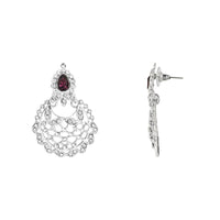 Etnico Silver Plated Traditional Design Stone Work Choker Necklace Jewellery Set With Chandbali Earring & Maang Tikka For Women/Girls (M4170ZWi)