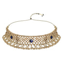Etnico Gold Plated Traditional Design Stone Work Choker Necklace Jewellery Set With Chandbali Earring & Maang Tikka For Women/Girls (M4171FLBl