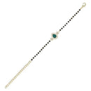 Etnico Gold Plated Traditional Adjustable Black Beads Mangalsutra Bracelet with White Pendant for Women (MB010G)