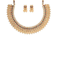 Etnico Gold Plated Traditional Golden Necklace & Earrings Set For Women (MC062FL)