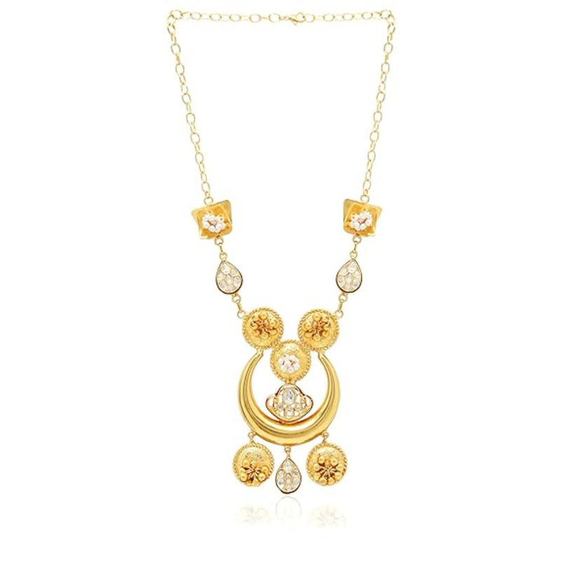 Etnico Gold Plated Antique Long Necklace Jewellery Set with Earrings for Women & Girls(MC093FL)