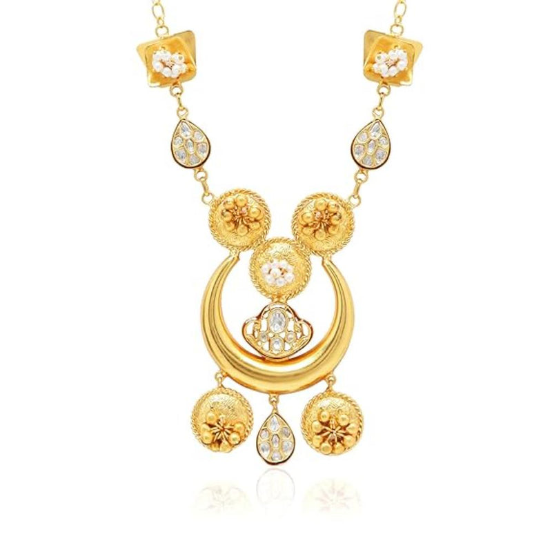 Etnico Gold Plated Antique Long Necklace Jewellery Set with Earrings for Women & Girls(MC093FL)