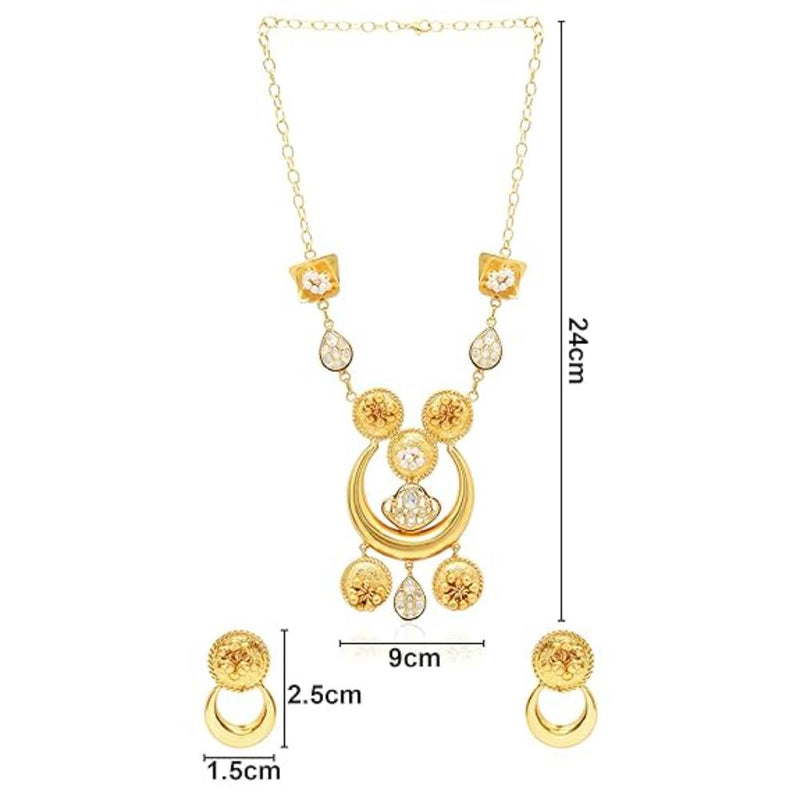 Etnico Gold Plated Antique Long Necklace Jewellery Set with Earrings for Women & Girls(MC093FL)