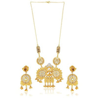 Etnico Gold Plated Antique Long Necklace Jewellery Set with Earrings for Women & Girls(MC096FL)