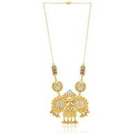 Etnico Gold Plated Antique Long Necklace Jewellery Set with Earrings for Women & Girls(MC096FL)