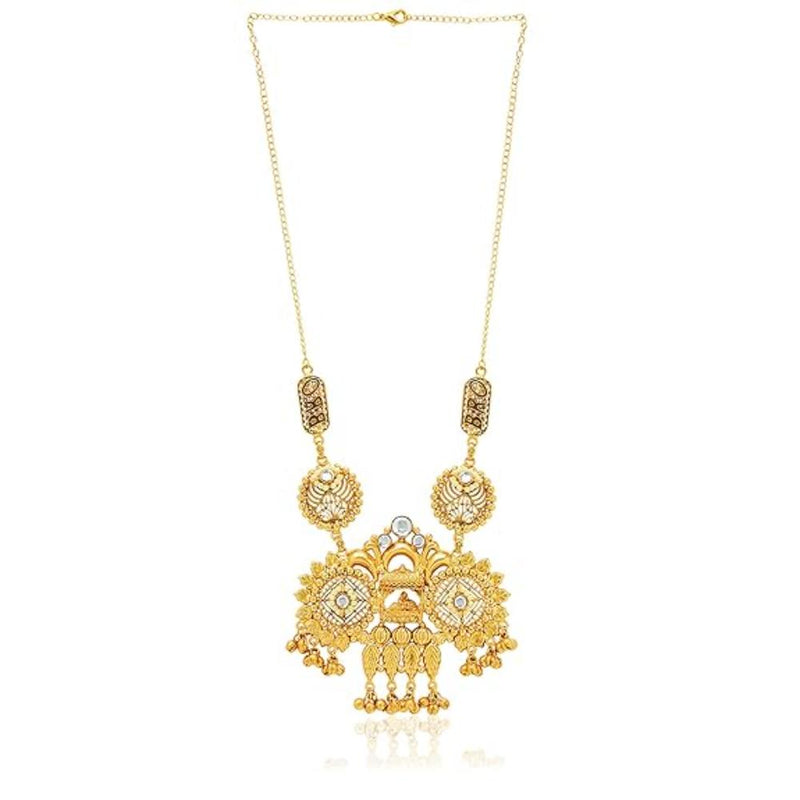 Etnico Gold Plated Antique Long Necklace Jewellery Set with Earrings for Women & Girls(MC096FL)