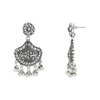 Etnico Ethnic Silver Oxidized Traditional Afghani Choker Necklace Jewellery Set for Women (MC145OX)