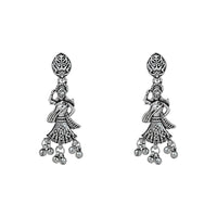 Etnico Ethnic Silver Oxidised Inspired by Garba With Peacock and Elephant Design Long Necklace Jewellery Set For Women/Girls (MC153OX)