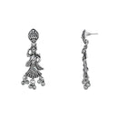 Etnico Ethnic Silver Oxidised Inspired by Garba With Peacock and Elephant Design Long Necklace Jewellery Set For Women/Girls (MC153OX)