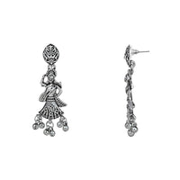 Etnico Ethnic Silver Oxidised Inspired by Garba With Peacock and Elephant Design Long Necklace Jewellery Set For Women/Girls (MC153OX)