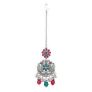 Etnico Stylish Silver Oxidised Chain Pendant Long Necklace Jewellery Set Whit Earrings For Women & Girls (Style 5)