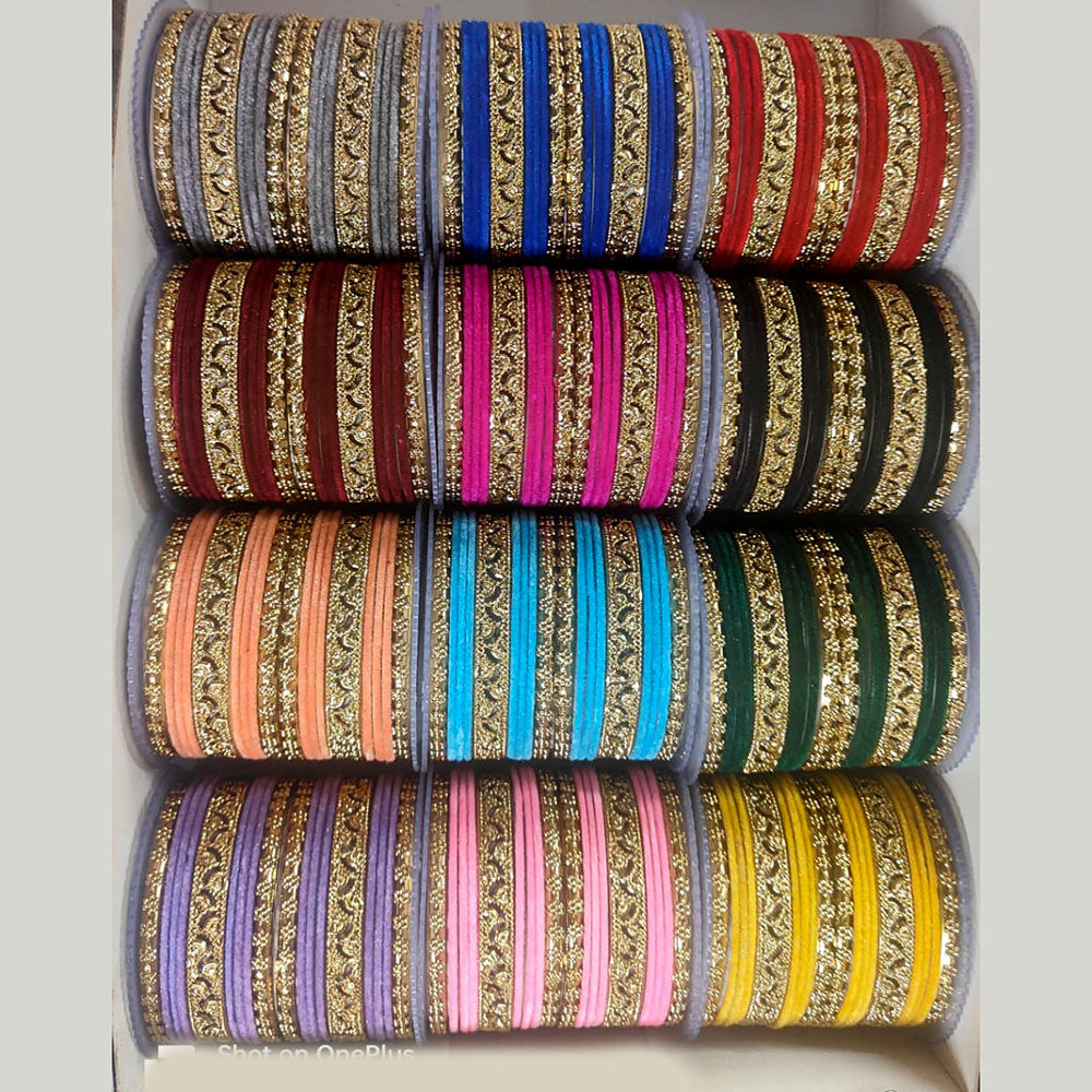 Shree Asha Bangles Gold Plated Velvet Bangles Set (Assorted Color)