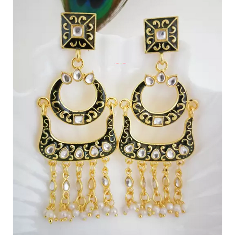 Mahavir Gold Plated Meenakari Dangler Earrings
