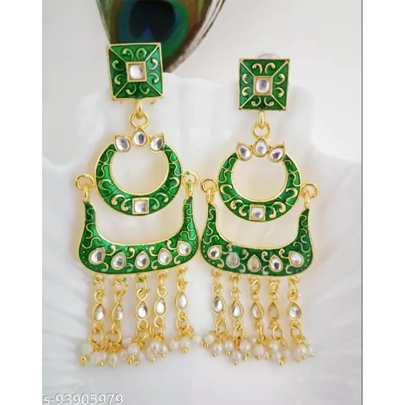 Mahavir Gold Plated Meenakari Dangler Earrings