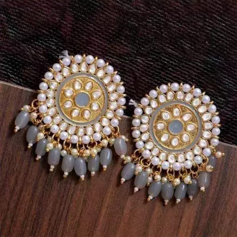 Mahavir Gold Plated Moti & Beads Dangler Earrings