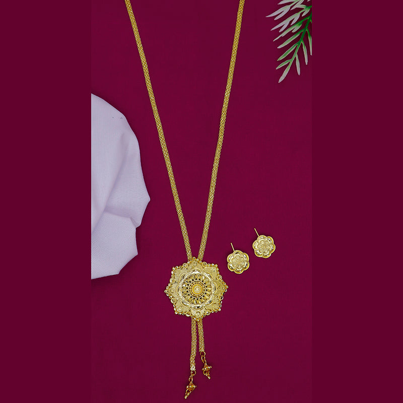 Mahavir Gold Plated Long Necklace Set