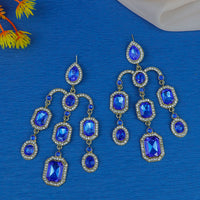 Mahavir Gold Plated Crystal Stone And Austrian Stone Dangler Earrings