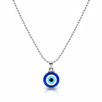 Etnico Evil Eye Pendant Necklace with Metallic Ball Chain for Protection & Everyday Style (MJN001S)