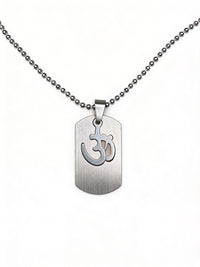 Etnico Silver?Tone Om Symbol Pendant Necklace with Beaded Chain (MJN007S)