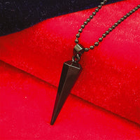 Etnico Black Prism Pendant Necklace with Geometric Design & Beaded Chain (MJN009B)