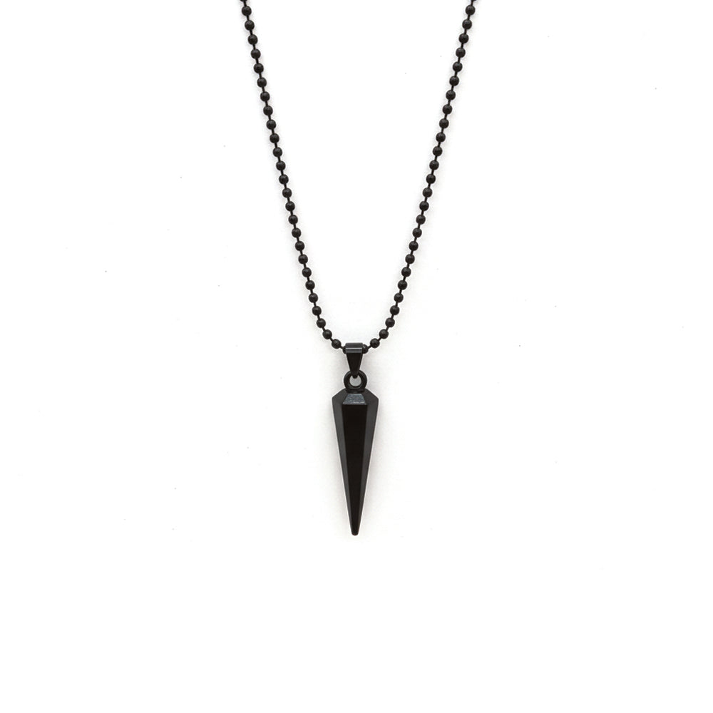 Etnico Black Prism Pendant Necklace with Geometric Design & Beaded Chain (MJN009B)