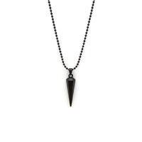 Etnico Black Prism Pendant Necklace with Geometric Design & Beaded Chain (MJN009B)